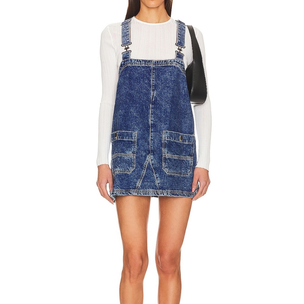 Free People Blue Denim Overall Dress